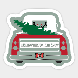 DASHING THROUGH THE SNOW CHRISTMAS TRUCK Sticker